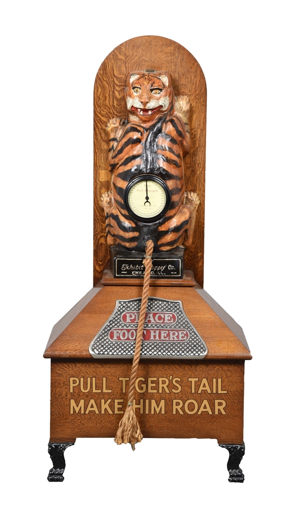 1¢ EXHIBIT SUPPLY CO. TIGER PULL STRENGTH TESTER ARCADE GAME. 