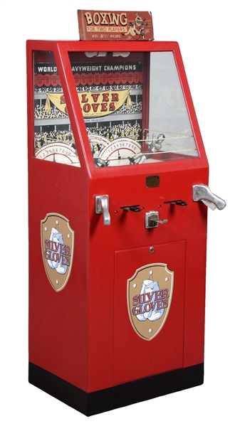10¢ INTERNATIONAL MUTOSCOPE SILVER GLOVES BOXING ARCADE GAME. 
