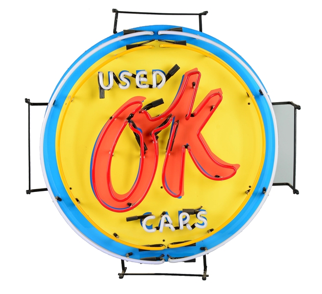 OK USED CARS NEON SIGN.