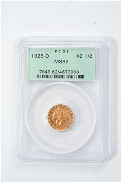 1925-D $2-1/2 GOLD INDIAN COIN. 