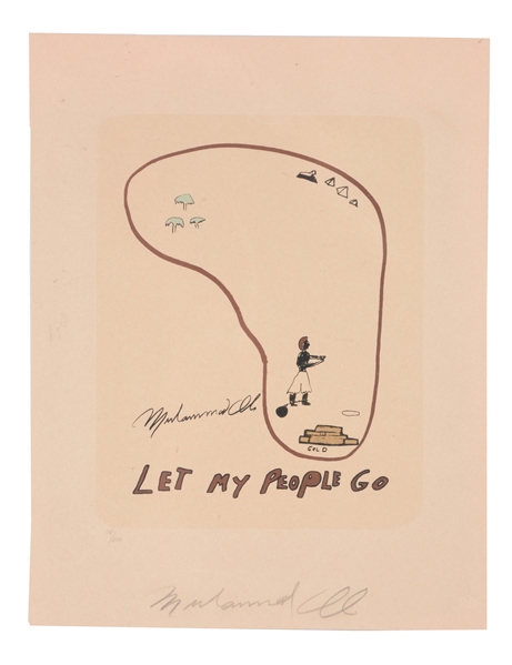 "LET MY PEOPLE GO" MUHAMMAD ALI SIGNED PRINT.