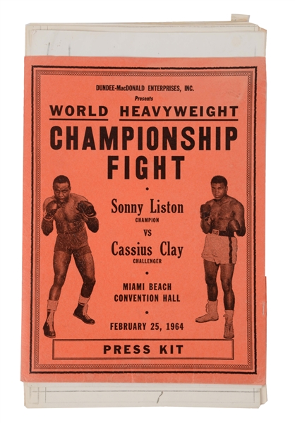VERY SCARCE SONNY LISTON VS CASSIUS CLAY PRESS KIT FROM 1ST FIGHT.
