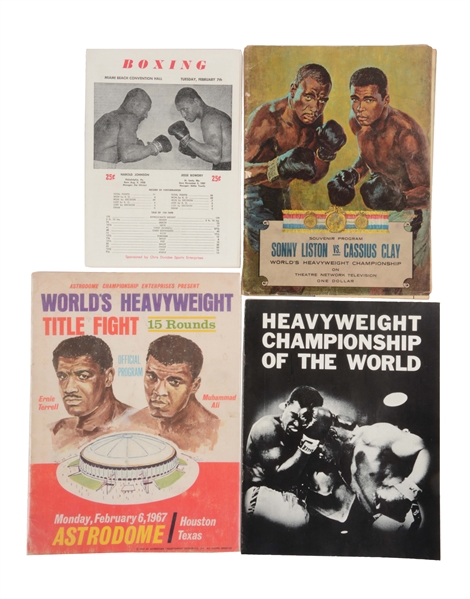 LOT OF 15: BOXING PROGRAM COLLECTION WITH MUHAMMAD ALI CHAMPIONSHIP FIGHTS.