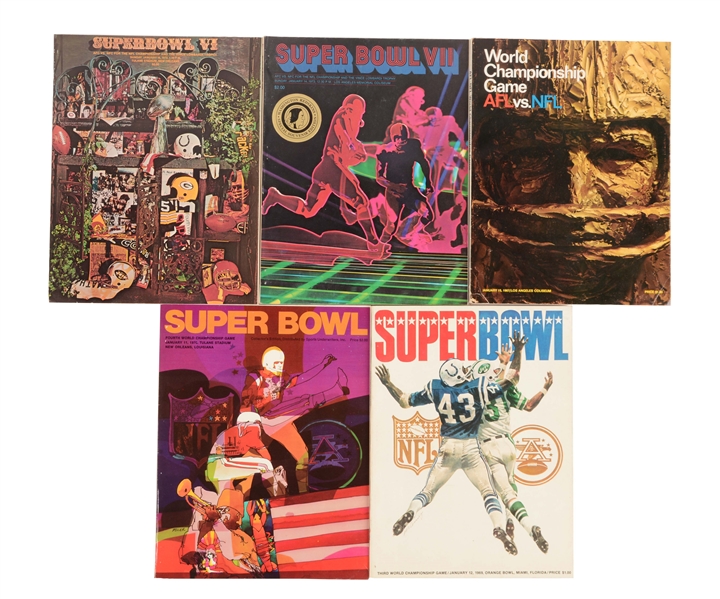 LOT OF 5: EARLY NFL CHAMPIONSHIP AND SUPER BOWL PROGRAMS. 