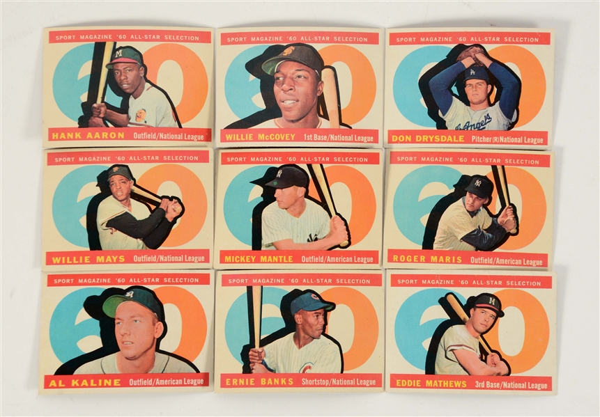 1960S TOPPS CARD & COIN GROUP INCLUDING MANTLE AND MAYS.