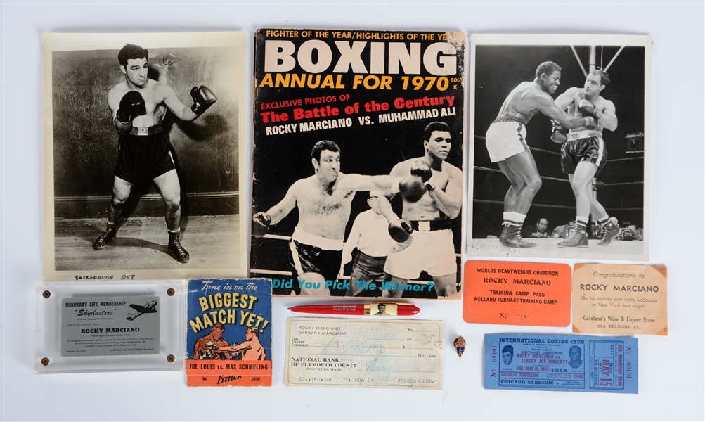 ROCKY MARCIANO ALBUM COLLECTION WITH PHOTOS & SIGNED REGISTER.
