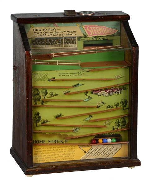 1¢ KEENEY AND SONS, INC. STEEPLECHASE ARCADE GAME.
