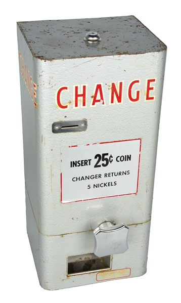 25¢ STANDARD CHANGE-MAKERS INC. WALL MOUNT CHANGE DISPENSER. 