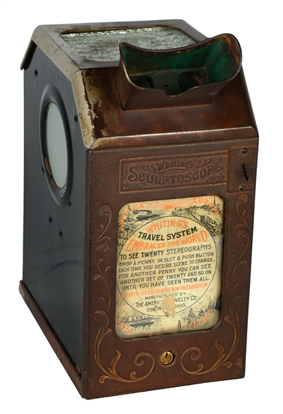 EARLY 20TH CENTURY 1¢ WHITINGS SCULPTOSCOPE ARCADE VIEWER. 