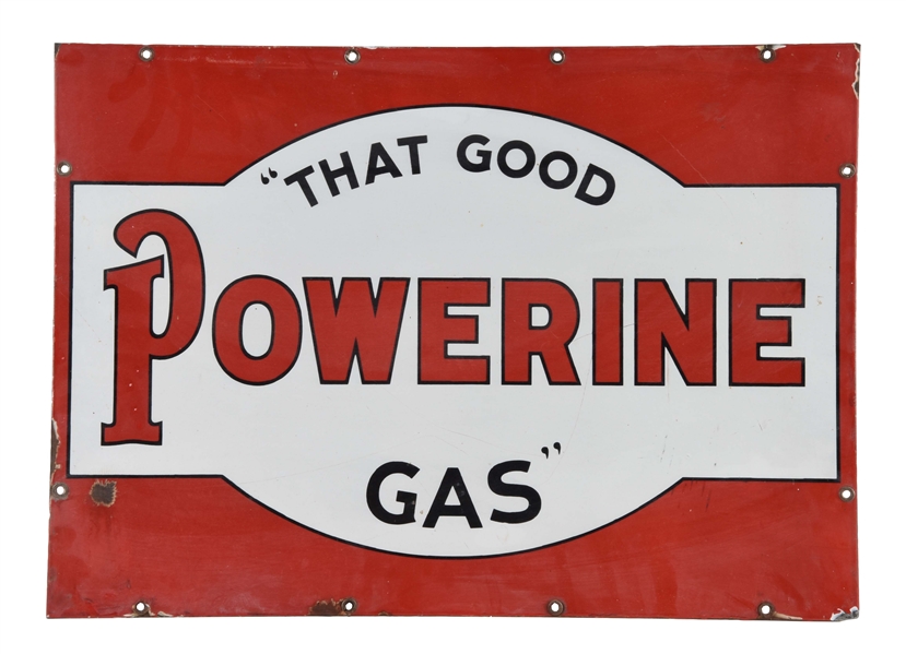 POWERINE GAS PORCELAIN CURB SIGN.