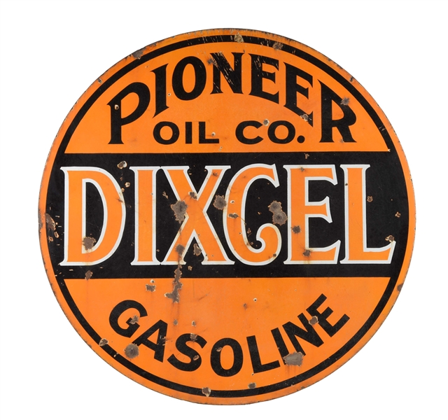 PIONEER OIL COMPANY DIXCEL GASOLINE PORCELAIN SIGN.