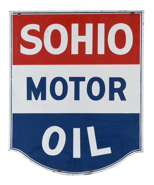 SOHIO MOTOR OIL PORCELAIN CURB SIGN.