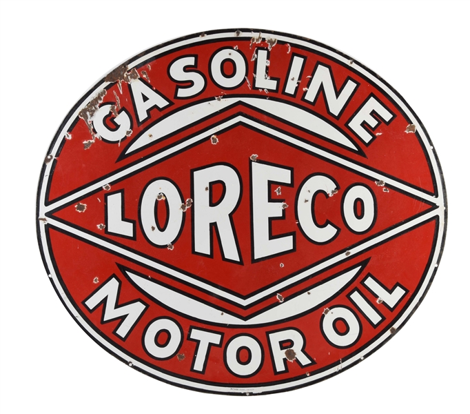LORECO GASOLINE & MOTOR OIL MOTOR OIL SIGN.