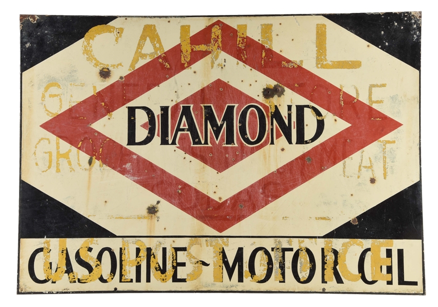 DX DIAMOND GASOLINE & MOTOR OIL PORCELAIN SIGN.