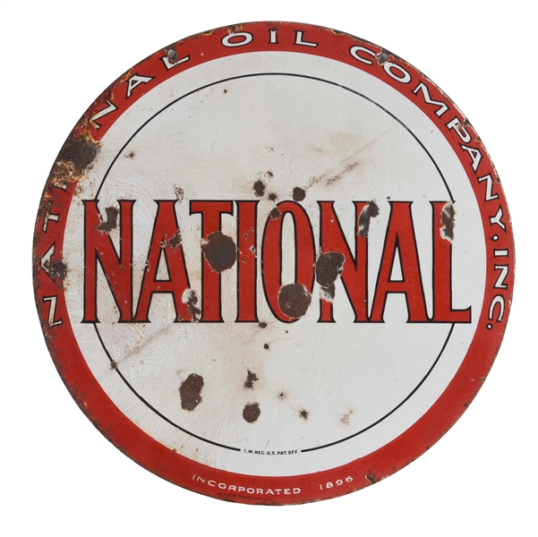 NATIONAL OIL COMPANY PORCELAIN CURB SIGN.