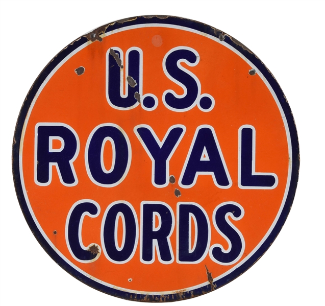 US ROYAL CORDS TIRES PORCELAIN SIGN.