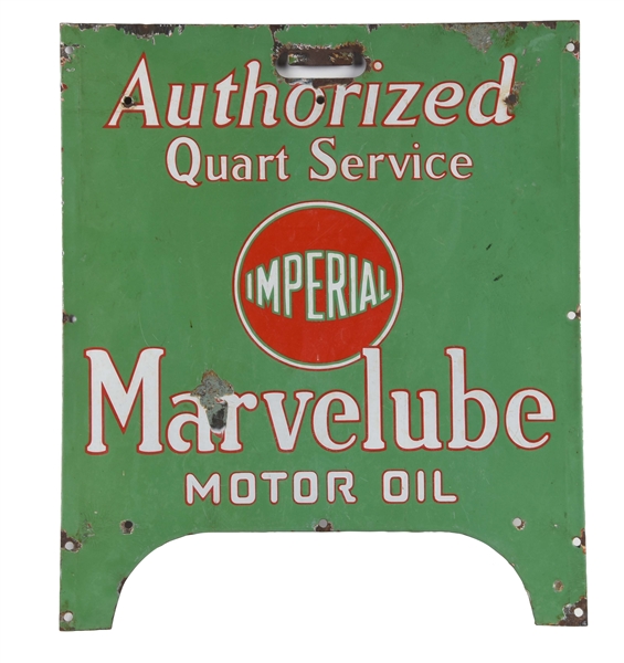 MARVELUBE MOTOR OIL PORCELAIN RACK SIGN.