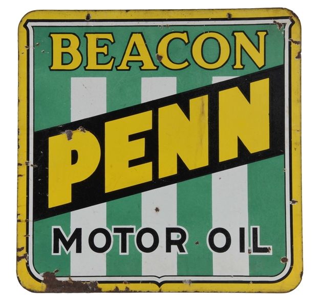 BEACON PENN MOTOR OIL PORCELAIN CURB SIGN.