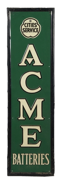 CITIES SERVICE ACME BATTERIES EMBOSSED TIN SIGN.