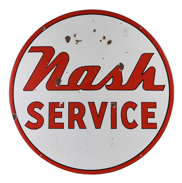 NASH AUTOMOBILE SERVICE PORCELAIN SIGN.