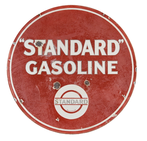 STANDARD GASOLINE & MOTOR OIL PORCELAIN SIGN.