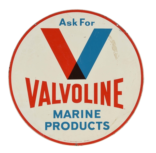 VALVOLINE MOTOR OIL MARINE PRODUCTS TIN CURB SIGN