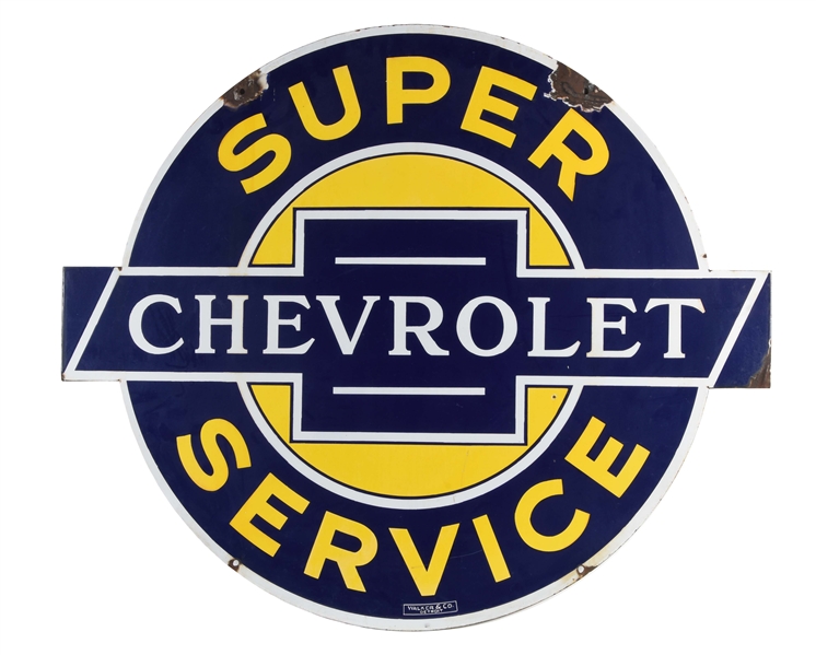 CHEVROLET SUPER SERVICE PORCELAIN SIGN.