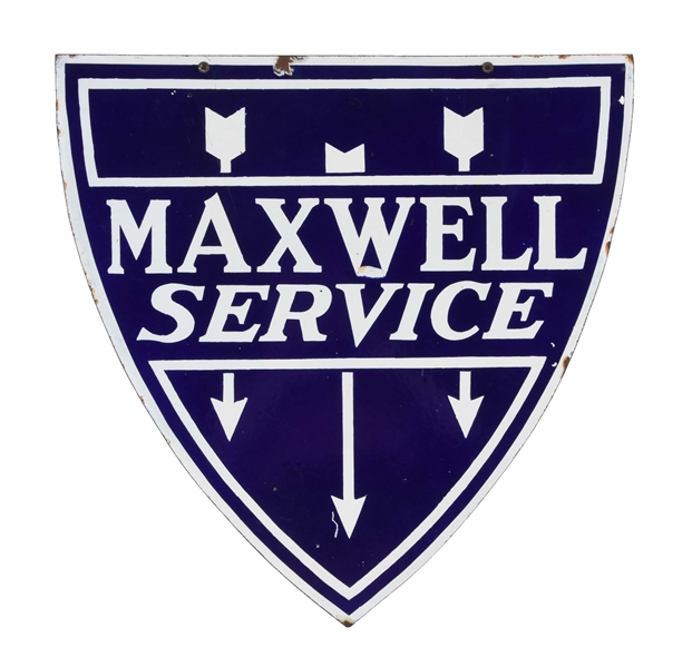 MAXWELL AUTOMOBILES SERVICE PORCELAIN SIGN.