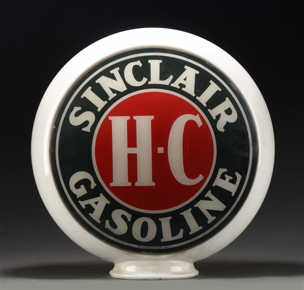 SINCLAIR HC GASOLINE 13-1/2" COMPLETE GLOBE ON MILK GLASS BODY.
