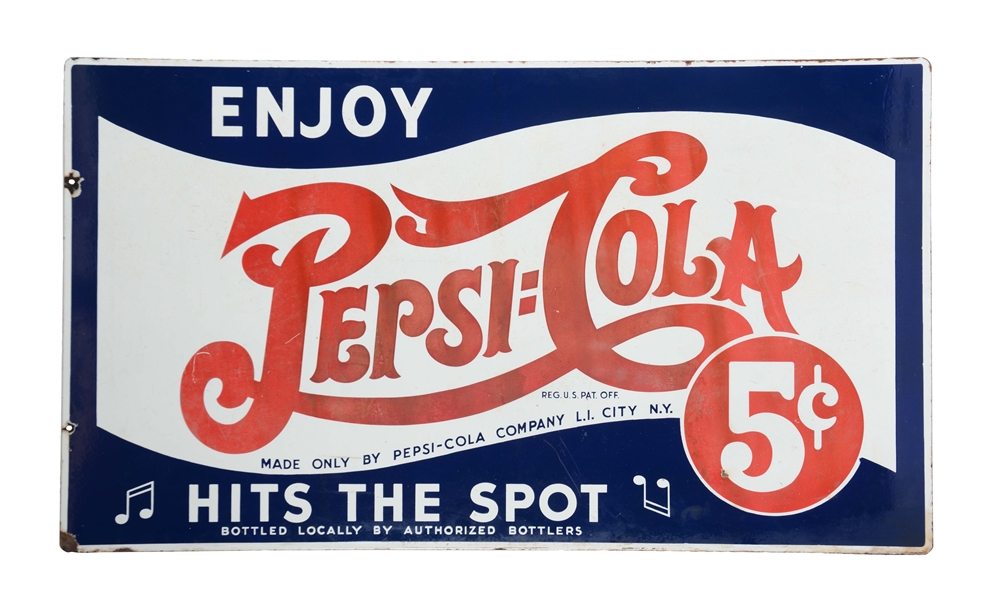 PORCELAIN DOUBLE SIDED PEPSI-COLA ADVERTISING SIGN. 