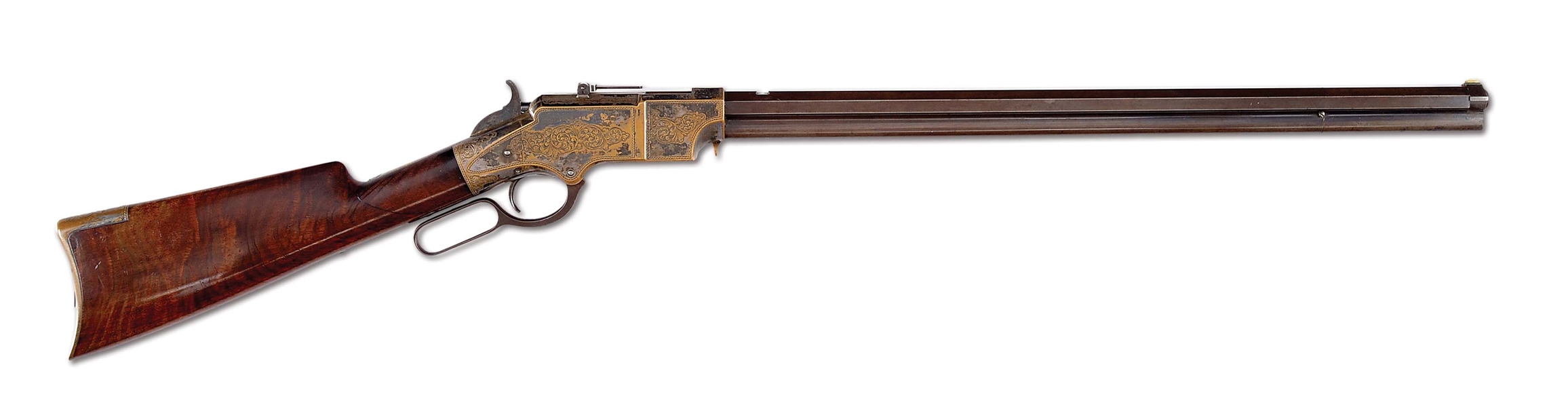 (A) MAGNIFICENT HENRY 1860 RIFLE ENGRAVED & SILVER PLATED WITH DELUXE WOOD (1ST YEAR - 1860).