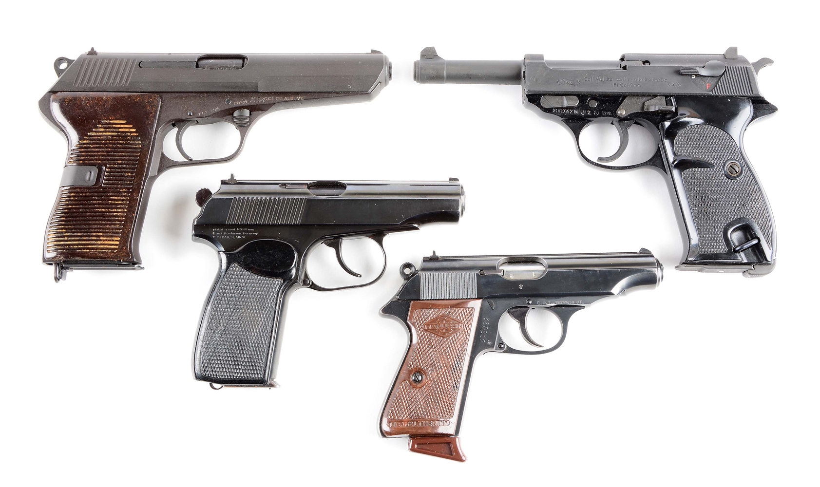 (C) LOT OF 4 POST WAR EUROPEAN SEMI-AUTOMATIC PISTOLS: CZECH CZ 52, EAST GERMAN MAKAROV, WALTHER P1 IN BOX, & FRENCH MANURHIN WALTHER PP .