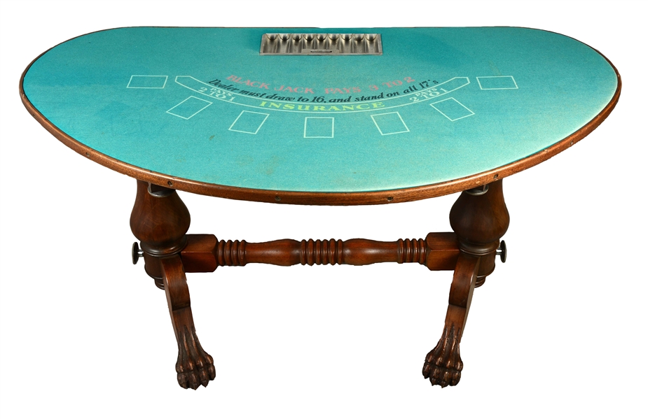 CLAW FOOT BLACK JACK TABLE.