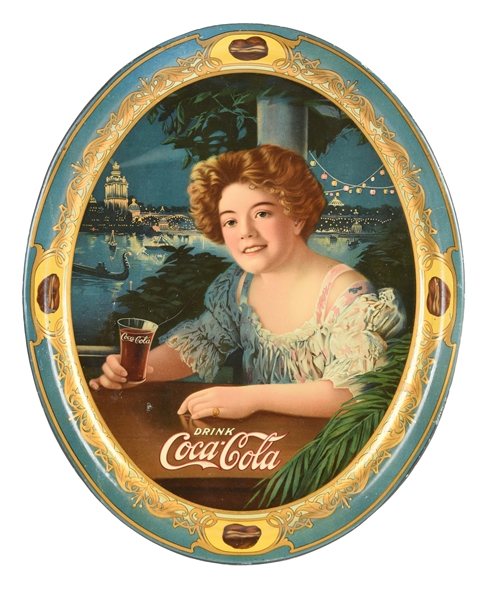 1909 DRINK COCA-COLA TIN LITHO ADVERTISING TRAY. 
