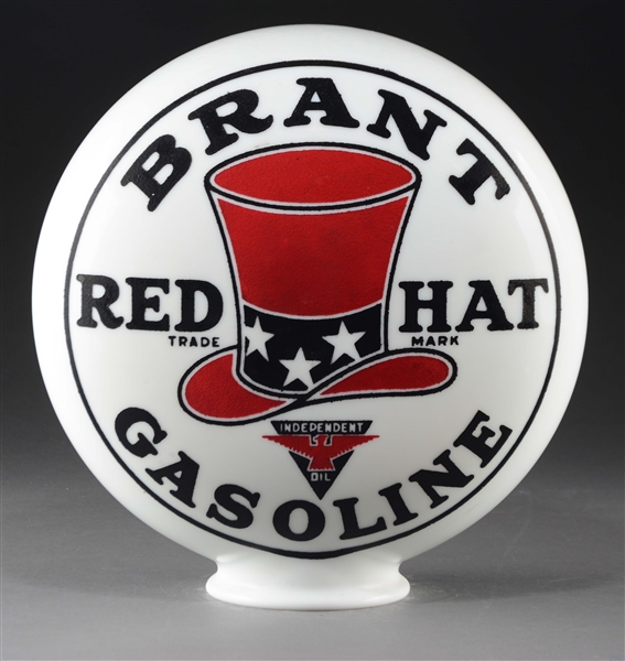 BRANT RED HAT GASOLINE OPE GAS GLOBE. 