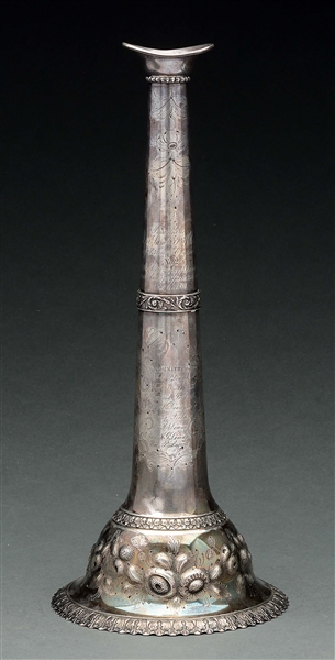 EARLY SILVER FIREMANS TRUMPET.