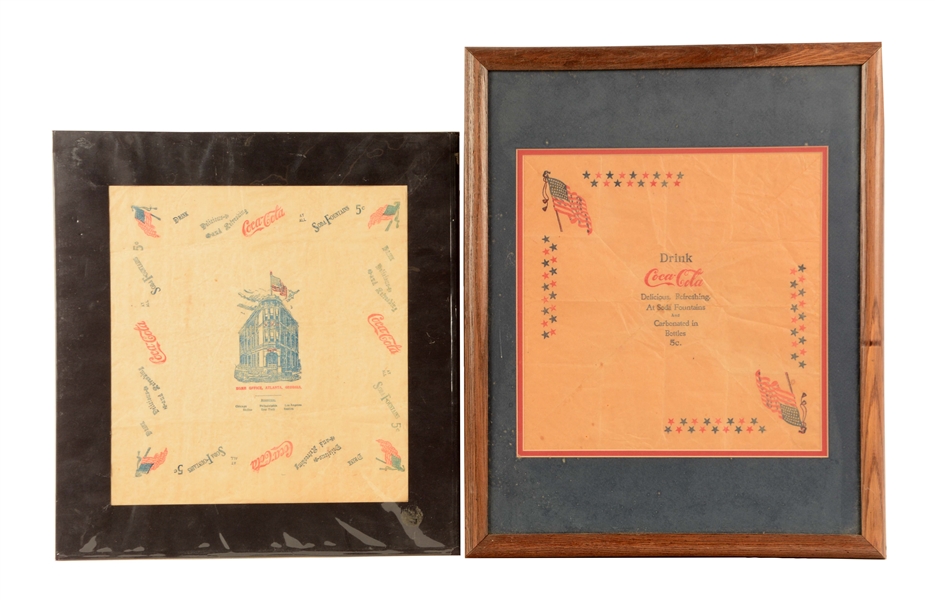LOT OF 2: EARLY COCA-COLA ADVERTISING NAPKINS. 