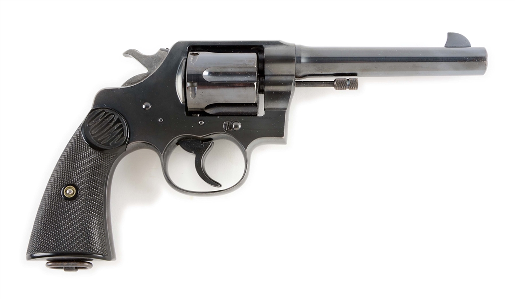 (C) NEAR NEW COLT NEW SERVICE DOUBLE ACTION REVOLVER (1920).