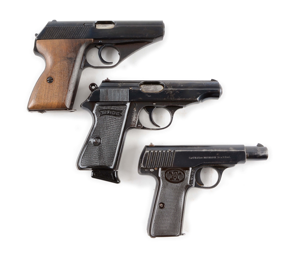 (C) LOT OF 3: WALTHER & MAUSER SEMI-AUTOMATIC POCKET PISTOLS.