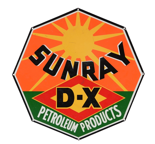 DX SUNRAY PETROLEUM PRODUCTS PORCELAIN SIGN.