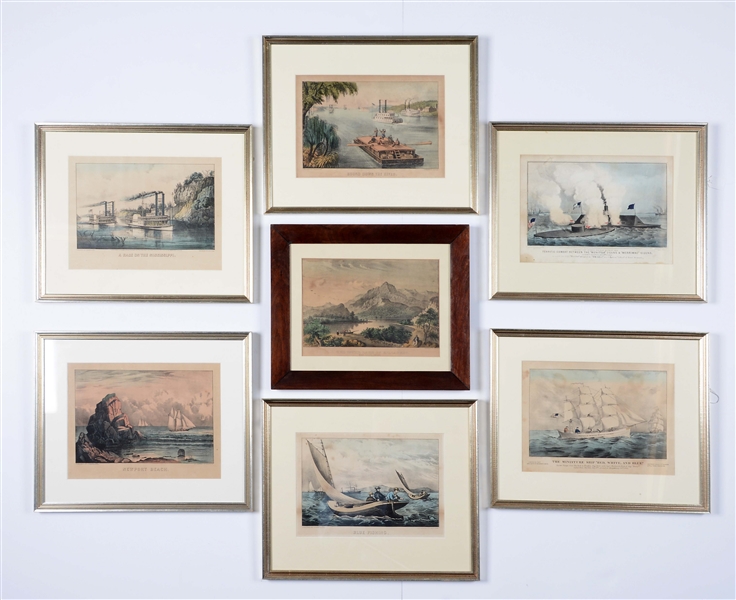 GROUP OF 7: CURRIER & IVES NAUTICAL RELATED LITHOGRAPHS.