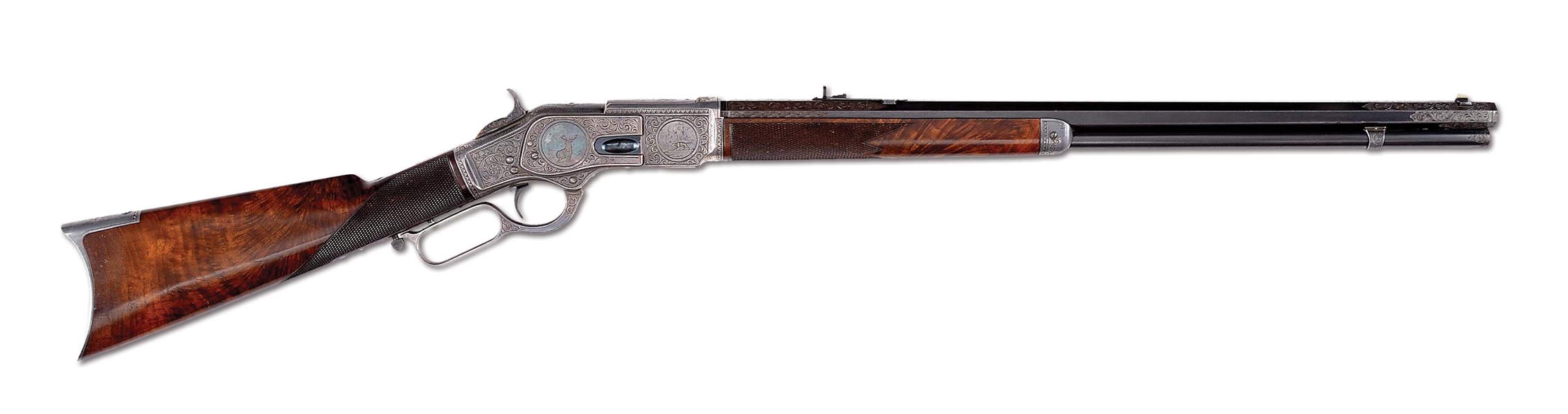 (A) EXCEPTIONAL J. ULRICH SIGNED WINCHESTER 1873 DELUXE 1ST MODEL RIFLE (1877).
