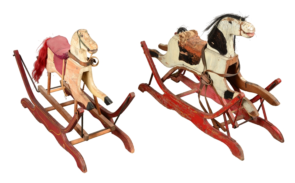 LOT OF 2: WOODEN ROCKING HORSES.