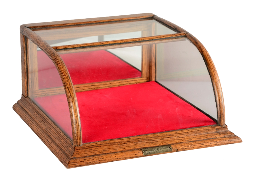 FAIRBANKS & CO. OAK AND GLASS DISPLAY CABINET.