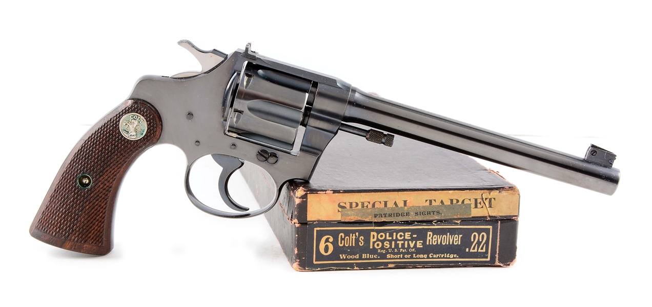 (C) BOXED PRE-WAR COLT POLICE POSITIVE .22 DOUBLE ACTION TARGET REVOLVER (1927).