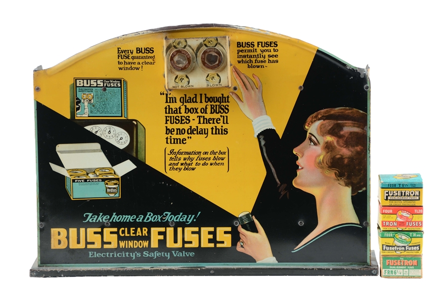BUSS CLEAR WINDOW FUSES COUNTER TOP STORE DISPLAY SIGN. 