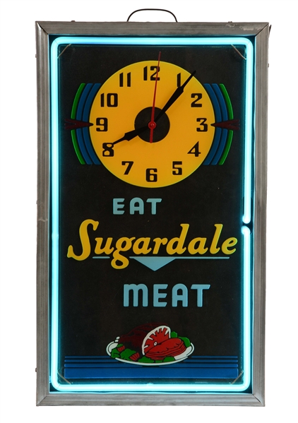 EAT SUGARDALE MEAT REVERSE ON GLASS NEON.