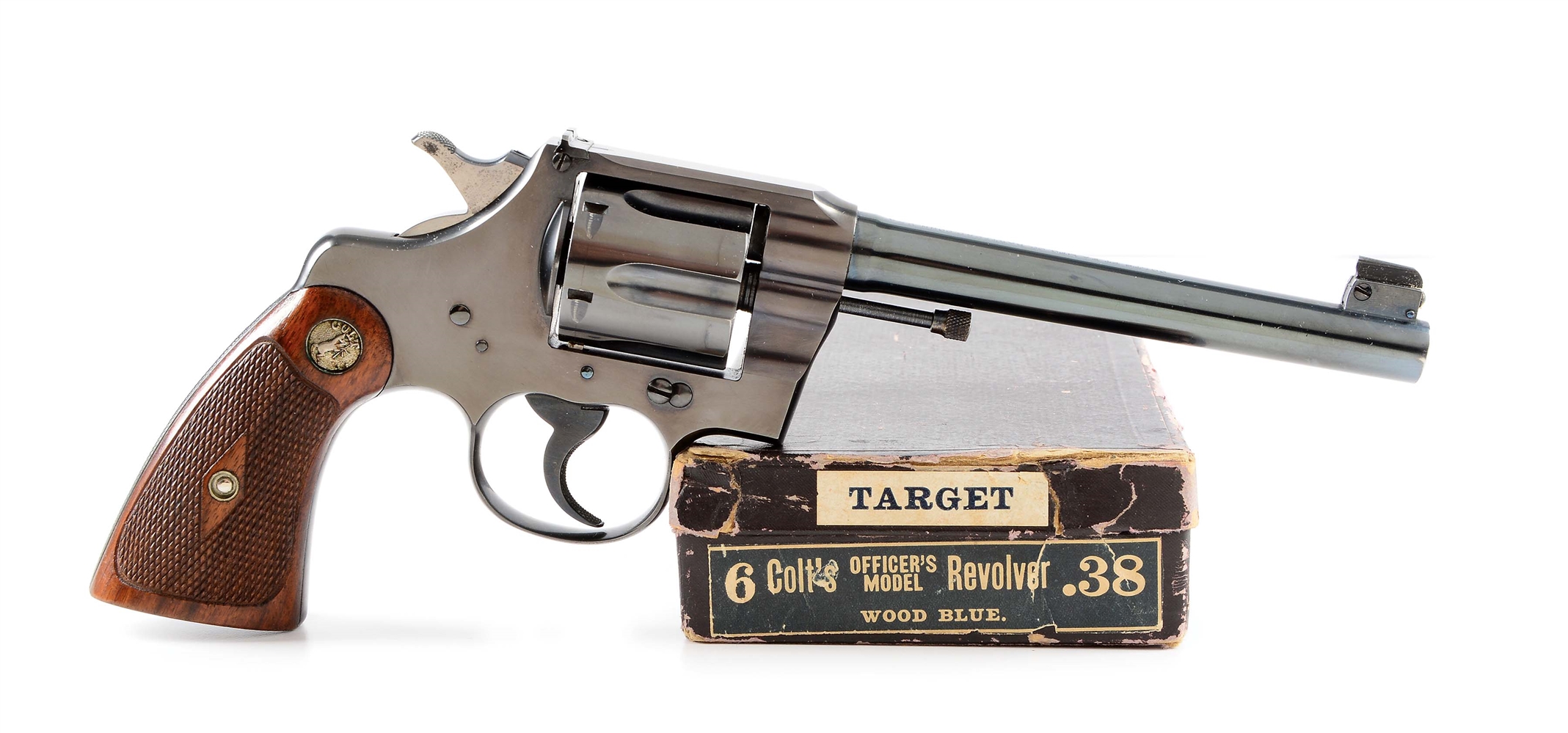(C) BOXED PRE-WAR COLT OFFICERS MODEL DOUBLE ACTION TARGET REVOLVER (1920).