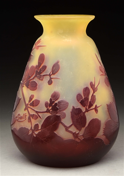 GALLE FLORAL CAMEO VASE.