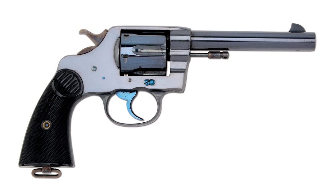 (A) EXCELLENT HIGH POLISH COMMERCIAL FINISH COLT NEW SERVICE DOUBLE ACTION REVOLVER IN .455 ELEY.